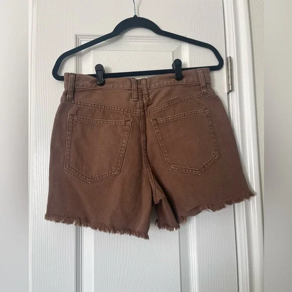 Free People Makai Cut Off Jean Shorts 27 Chocolate Brown Denim Raw Hem - Picture 3 of 11